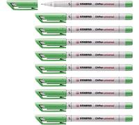 STABILO OHpen Lot de 10 Feutre de rétroprojection avec encre soluble Point superfine 0,4 mm Vert