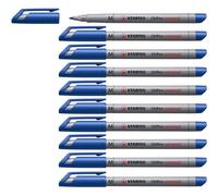 STABILO OHPen - Marqueur - Lot x 10 stylos marqueurs - Bleu (encre non-permanente/pointe médium 1 mm)