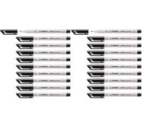 STABILO OHPen - Marqueur - Lot x 10 stylos marqueurs - Noir (encre non-permanente/pointe fine 0,7mm) (Lot de 2)