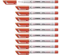 STABILO OHPen - Marqueur - Lot x 10 stylos marqueurs - Rouge (encre non-permanente/pointe fine 0,7mm)