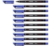 STABILO OHPen - Marqueur permanent - Lot x 10 marqueurs - Bleu (encre permanente/pointe fine 0,7mm)