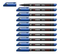 STABILO Marqueur permanent OHPen - pointe médium 1 mm - Lot de 10 - Bleu
