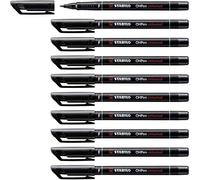 STABILO – Marqueur permanent OHPen – Pointe fine 0,7 mm – Lot de 10 – Noir