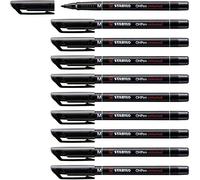 STABILO Marqueur permanent OHPen Media CF.10 Lot de 10 Noir pointe médium 1 mm