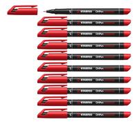 STABILO Marqueur permanent OHPen - Pointe superfine 0,4 mm - Lot x10 marqueurs Rouge