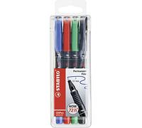 STABILO OHPen - Marqueur permanent - Pochette x 4 marqueurs (encre permanente/pointe fine 0,7mm)