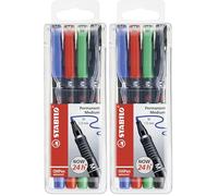 STABILO OHPen - Marqueur permanent - Pochette x 4 marqueurs (encre permanente/pointe médium 1,0mm) (Lot de 2)