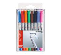 Stylo-feutre stabilo ohp pen soluble pointe fine 0.7mm multi-supports effaçable grip ergonomique pochette assortie 8u