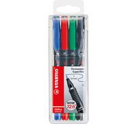 STABILO Marqueurs permanents OhPen – Pointe extra-fine 0,4 mm – Pochette de 4