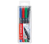 Marqueur permanent Stabilo OHPen pointe 0,7 mm - Pochette de 4 couleurs assorties