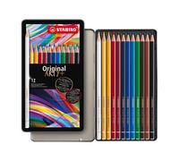 STABILO Original ARTY Coffret en métal de 12 crayons de couleur à mine fine