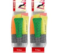 STABILO Pack de 5 surligneurs BOSS NEON assortis, pointe biseautée, encore à base d'eau (Lot de 2)