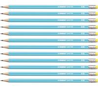 STABILO pencil 160 - Lot de 12 crayons graphite HB avec bout gomme - Bleu clair