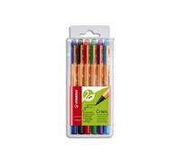 Stabilo Pochette 6 Stylos Feutres Greenpoint Assortis, Noir, Bleu, Rouge, Vert, Lilas, Turquoise. Pointe 0,8 Mm