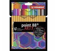 Stylo feutre Stabilo Point 88 Arty à capuchon - Pochette de 18