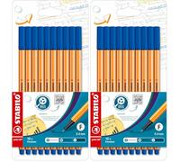 STABILO point 88 - Feutre d'écriture - Lot x 10 feutres d'écriture pointe fine - Bleu (Lot de 2)
