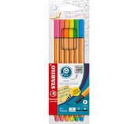 STABILO Point 88 Feutres pointe fine, Couleurs néon, Lot de 6 en boîte carton
