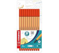 Stabilo Point 88 Fineliner - Rouge (Portefeuille de 10)