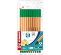 Stabilo Point 88 Fineliner - Vert (Portefeuille de 10)