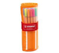 STABILO Point 88 Lot de 30 feutres à pointes fines avec trousse enroulable
