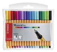 STABILO - Feutre à pointe fine Point 88 mini - 0,4 mm - Pochette plastique 18 couleurs