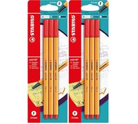 STABILO point 88 - Pack de 3 stylos-feutres pointe fine - Rouge (Lot de 2)