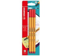STABILO point 88 - Pack de 3 stylos-feutres pointe fine - Rouge | Lot de 3 rouges