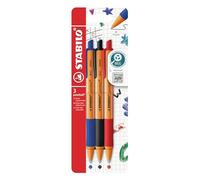 Stabilo Pointball - Lot De 3 Stylos-Bille - Noir + Bleu + Rouge