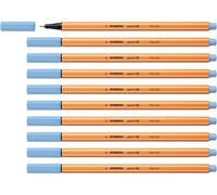STABILO Stylo feutre point 88 – Pointe fine – Lot de 10 – Bleu clair (88/11)