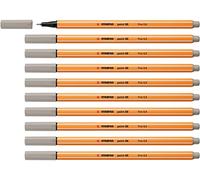STABILO point 88 - Stylo feutre pointe fine - Lot x 10 feutres fins - gris perle (93)