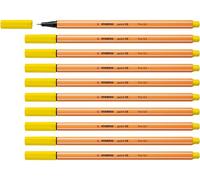 STABILO – Stylo feutre point 88 – Pointe fine – Lot de 10 – Jaune citron (88/24)