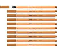 STABILO point 88 - Stylo feutre pointe fine - Lot x 10 feutres fins- Marron Clair (88/89)