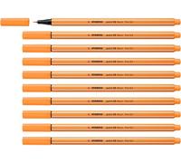 STABILO Stylo feutre pointe fine point 88 0,4 mm Lot de 10 Orange fluo (88/054)