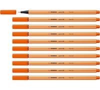 STABILO point 88 - Stylo feutre pointe fine - Lot x 10 feutres fins- Orange Foncé (88/30)