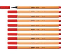 STABILO point 88 - Stylo feutre pointe fine - Lot x 10 feutres fins- Orange Sanguine (88/48)