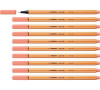 STABILO point 88 - Stylo feutre pointe fine - Lot x 10 feutres fins- Rose Abricot (88/26)
