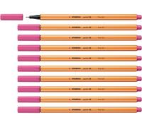 STABILO point 88 - Stylo feutre pointe fine - Lot x 10 feutres fins- Rose Framboise (88/17)