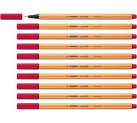 STABILO point 88 - Stylo feutre pointe fine - Lot de 10 Rouge Bordeaux (88/50)