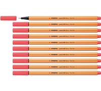 STABILO - Stylo feutre point 88 - Pointe fine 0,4 mm - Lot 10 Rouge fluo (88/040)