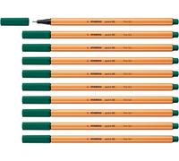 STABILO point 88 - Stylo feutre pointe fine - Lot x 10 feutres fins- Vert Pin (88/53)