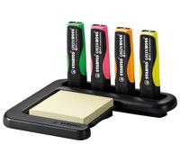 Stabilo Point Pack de 4 Surligneur en plastique recyclé + 1 Bloc note