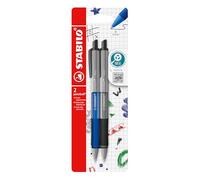 STABILO pointball colorful - Stylo bille - blister carton x 2 stylos à bille rechargeables - bleu, noir