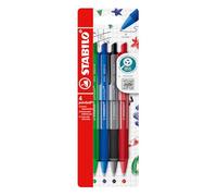 Stylo bille Stabilo Pointball Colorful rétractable pointe 2,5 mm - écriture moyenne - Pochette de 4 coloris assortis
