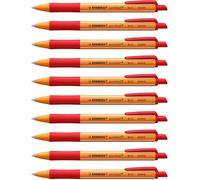 STABILO pointball - Stylo bille - Lot x 10 stylos à bille rechargeables -Rouge