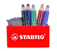 STABILO Marqueur MARKdry – Pot aimanté x5 pour ardoises & tableaux blancs + chiffonnette