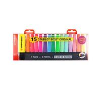 STABILO Set de surligneurs BOSS – 15 pièces (9 fluo, 6 pastel)