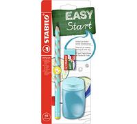 STABILO Kit scolaire EASYgraph - crayon HB, taille-crayon et gomme pour gauchers, bleu