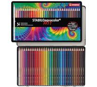STABILO STABILOaquacolor ARTY - Crayon de couleur - Boîte métal x 36 crayons aquarellables - Gamme ARTY