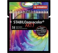 STABILO STABILOaquacolor ARTY - Crayon de couleur - Etui carton x 24 crayons aquarellables - Gamme ARTY