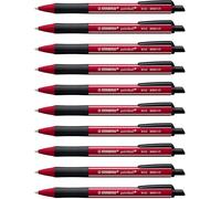 STABILO - Stylo bille - pointball Wildflower - 10 stylos à bille rechargeables - Encre bleu - Rouge dahlia